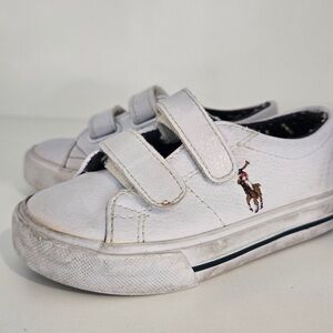 Polo Ralph Lauren Toddler Leather Sneakers White Classic Pony Logo Size 6.5